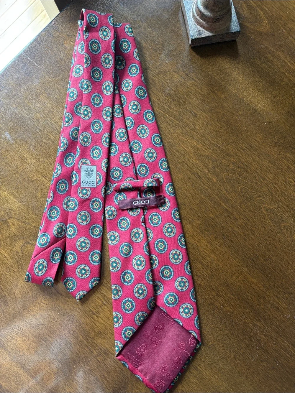 Gucci Men's Silk Medallion Tie - Burgundy